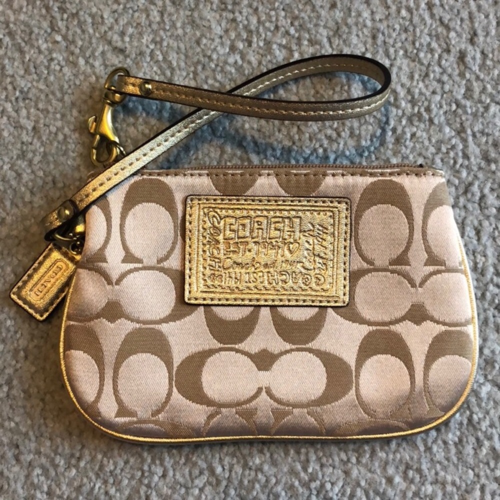 Coach - Golden and Beige Wristlet